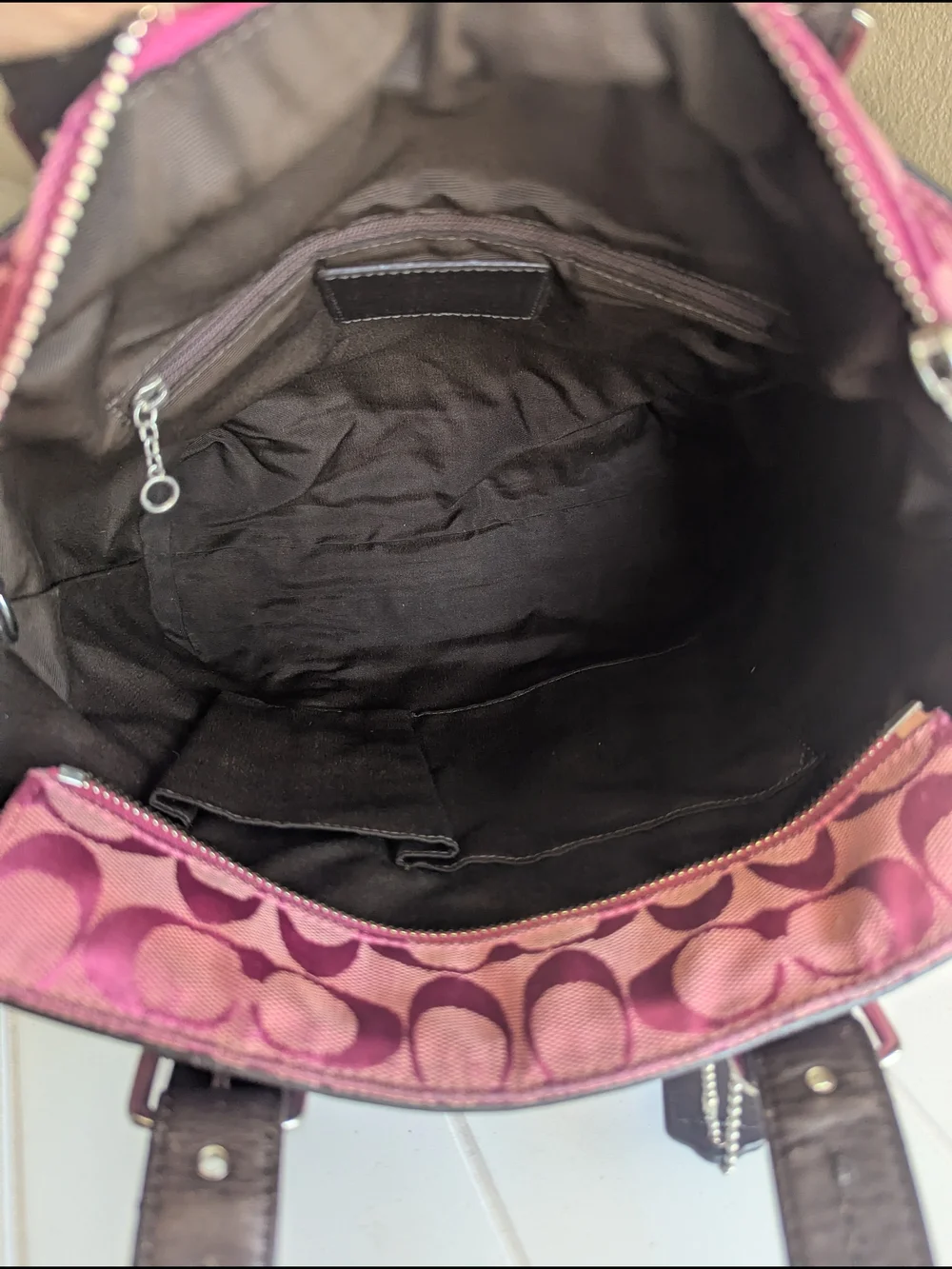 Coach Pink Signature Tote with Brown
